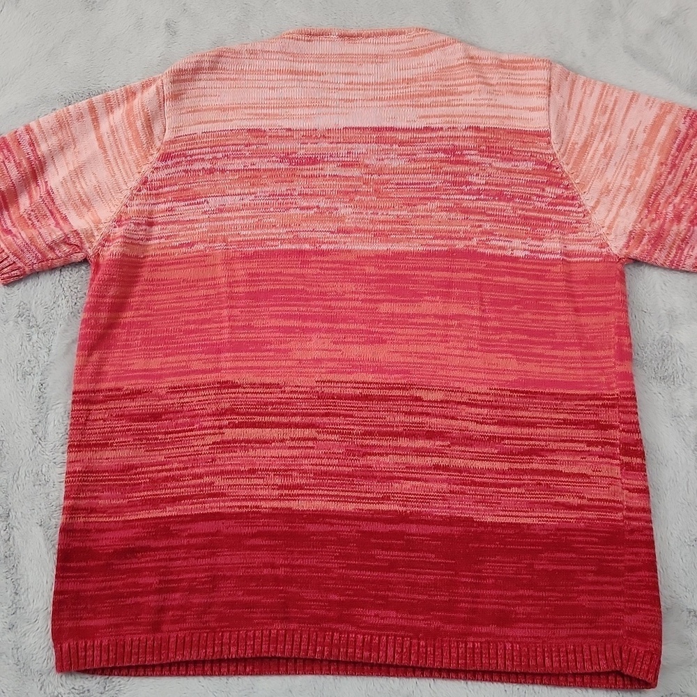 Bobbie Brooks Woman 18W 20W 100% Cotton Ombre Knit Sweater Pink Red Short Sleeve - Picture 3 of 6
